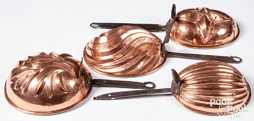 FOUR ANTIQUE COPPER FOOD