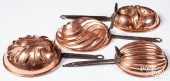 FOUR ANTIQUE COPPER FOOD MOLDS