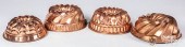 FOUR ANTIQUE COPPER FOOD MOLDS