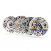 FOUR ANTIQUE DUTCH DELFT POLYC