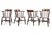 FOUR ANTIQUE ENGLISH CARVED EL