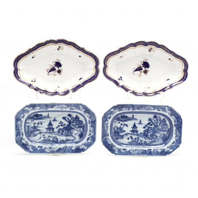 FOUR ANTIQUE ENGLISH DISHES,