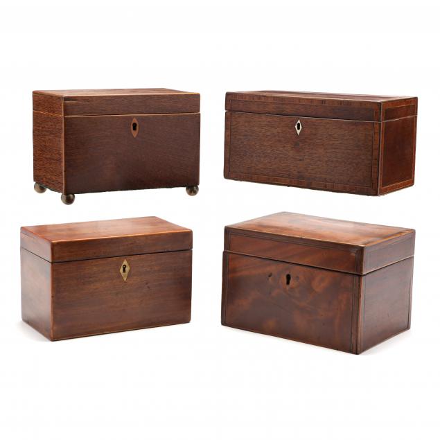 FOUR ANTIQUE ENGLISH INLAID