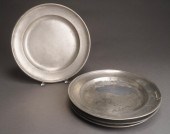 FOUR ANTIQUE ENGLISH PEWTER RO
