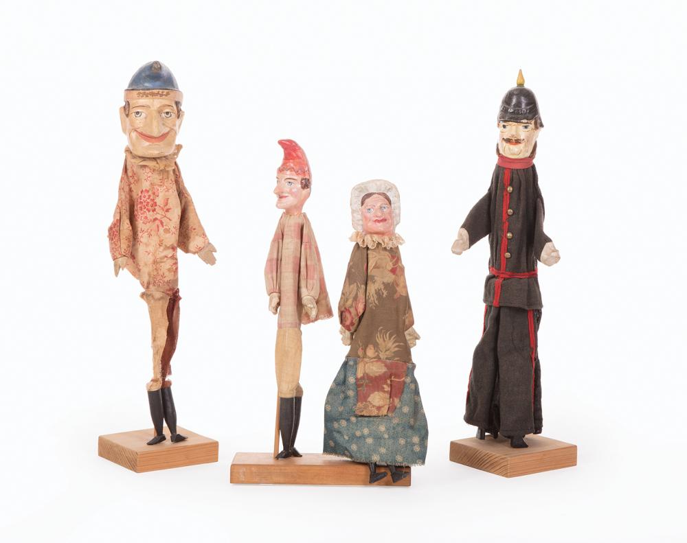 FOUR ANTIQUE ENGLISH PUNCH AND JUDY