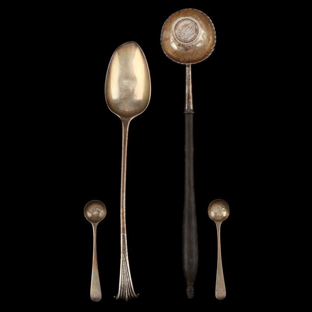 FOUR ANTIQUE ENGLISH SILVER SERVERS