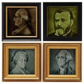 FOUR ANTIQUE FRAMED AMERICAN P