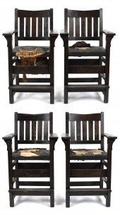 FOUR ANTIQUE GUSTAV STICKLEY B