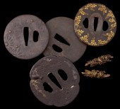 Four Antique Japanese Iron Tsu