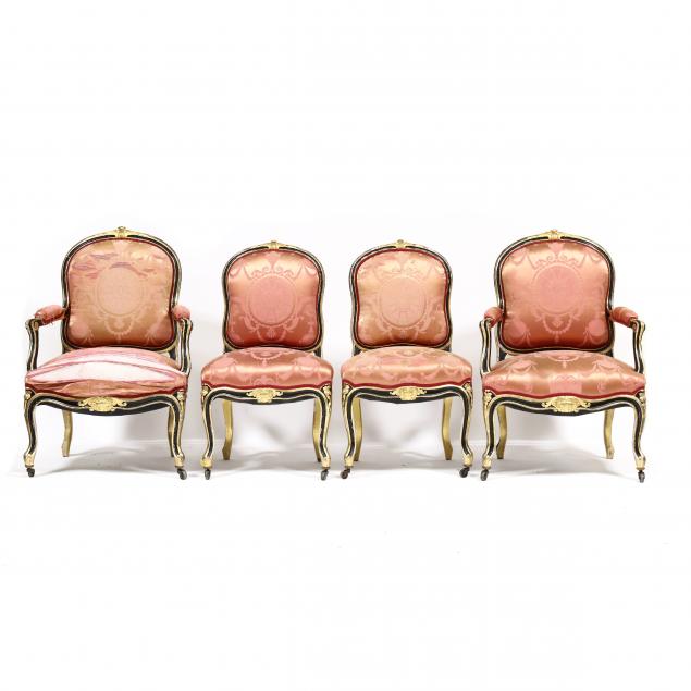 FOUR ANTIQUE LOUIS XV STYLE PARLOUR