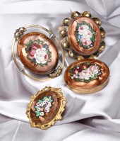 FOUR ANTIQUE MICRO MOSAIC & GO