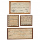 FOUR ANTIQUE NEEDLEWORK SAMPLE