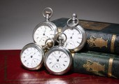 FOUR ANTIQUE OPEN FACE POCKET