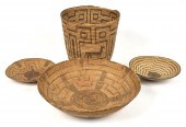 FOUR ANTIQUE PIMA BASKETS. Fou