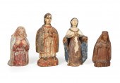 FOUR ANTIQUE POLYCHROMED MADON