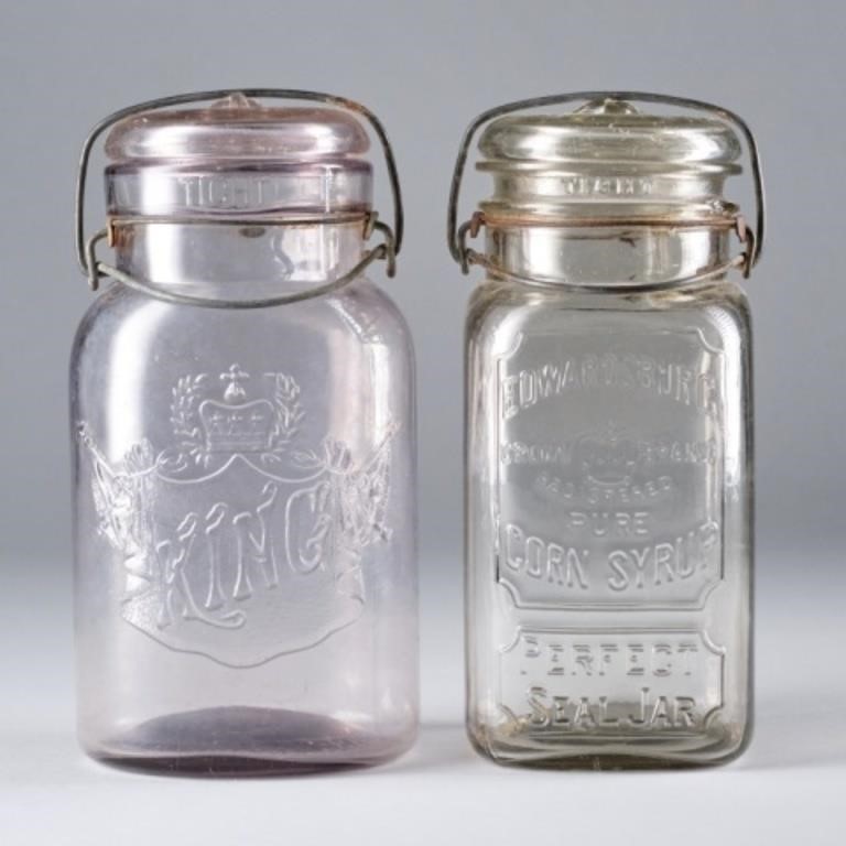 FOUR ANTIQUE PRESERVE JARS - CAN