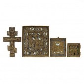 FOUR ANTIQUE RUSSIAN BRASS AND