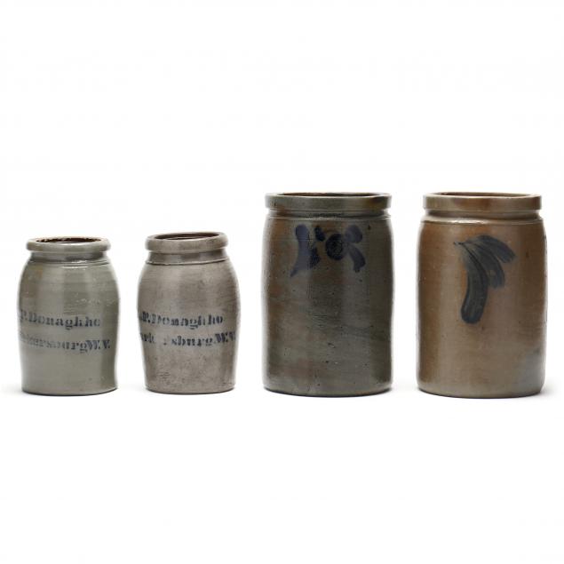 FOUR ANTIQUE SALT GLAZED STORAGE