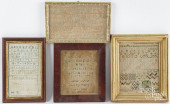 FOUR ANTIQUE SAMPLERS, 19TH C.