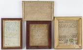 FOUR ANTIQUE SAMPLERS, 19TH C.