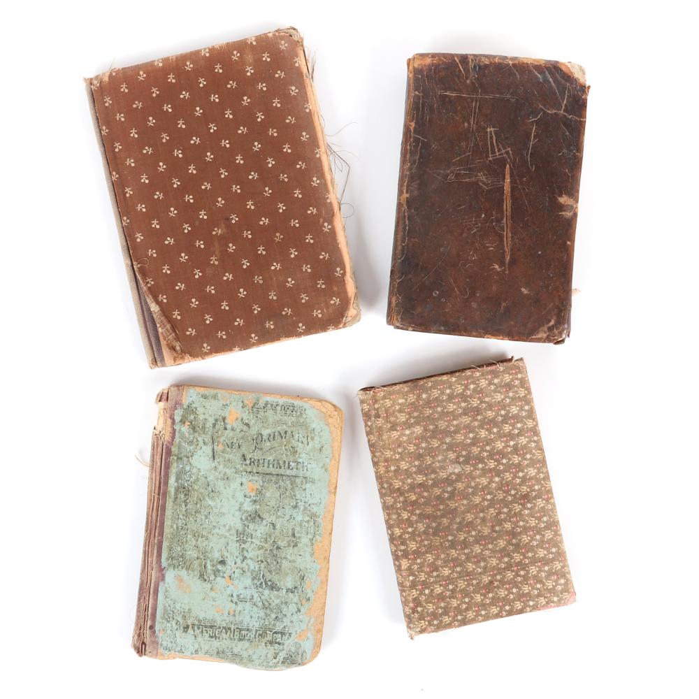 FOUR ANTIQUE SCHOOL BOOKS: