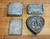 Four antique silver boxes or c