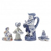 FOUR ANTIQUE TIN GLAZED FIGURA