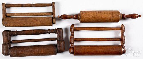 FOUR ANTIQUE WOOD ROLLING PINS.Four
