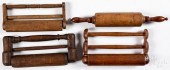 FOUR ANTIQUE WOOD ROLLING PINS