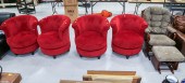 FOUR ART DECO CLUB CHAIRS; PLA