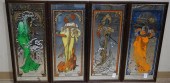 FOUR ART DECO TYPE DECORATED M