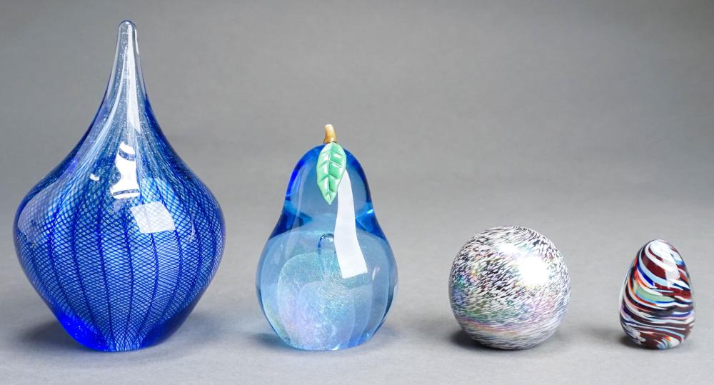 FOUR ART GLASS PAPERWEIGHTSFour Art