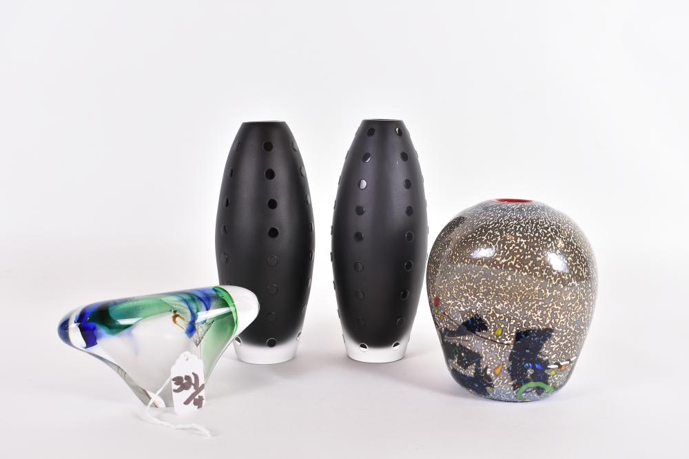 FOUR ART GLASS TABLE