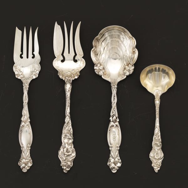 FOUR ART NOUVEAU STERLING SILVER