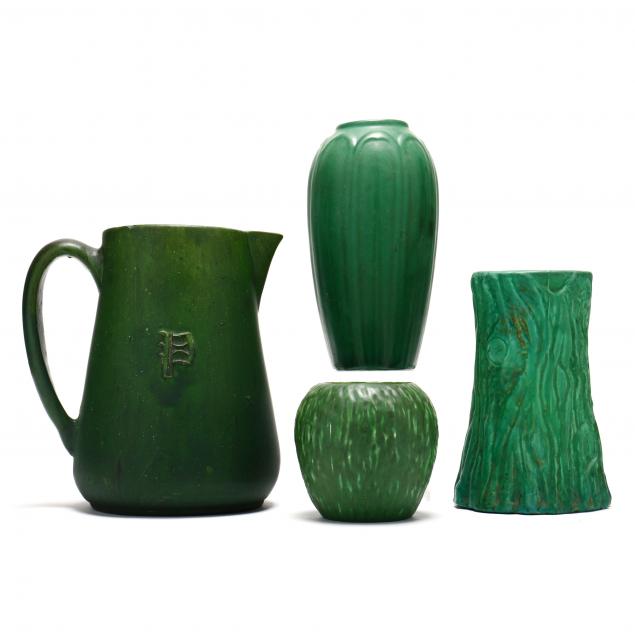 FOUR ART POTTERY MATTE GREEN