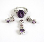 FOUR ARTICLES OF AMETHYST AND