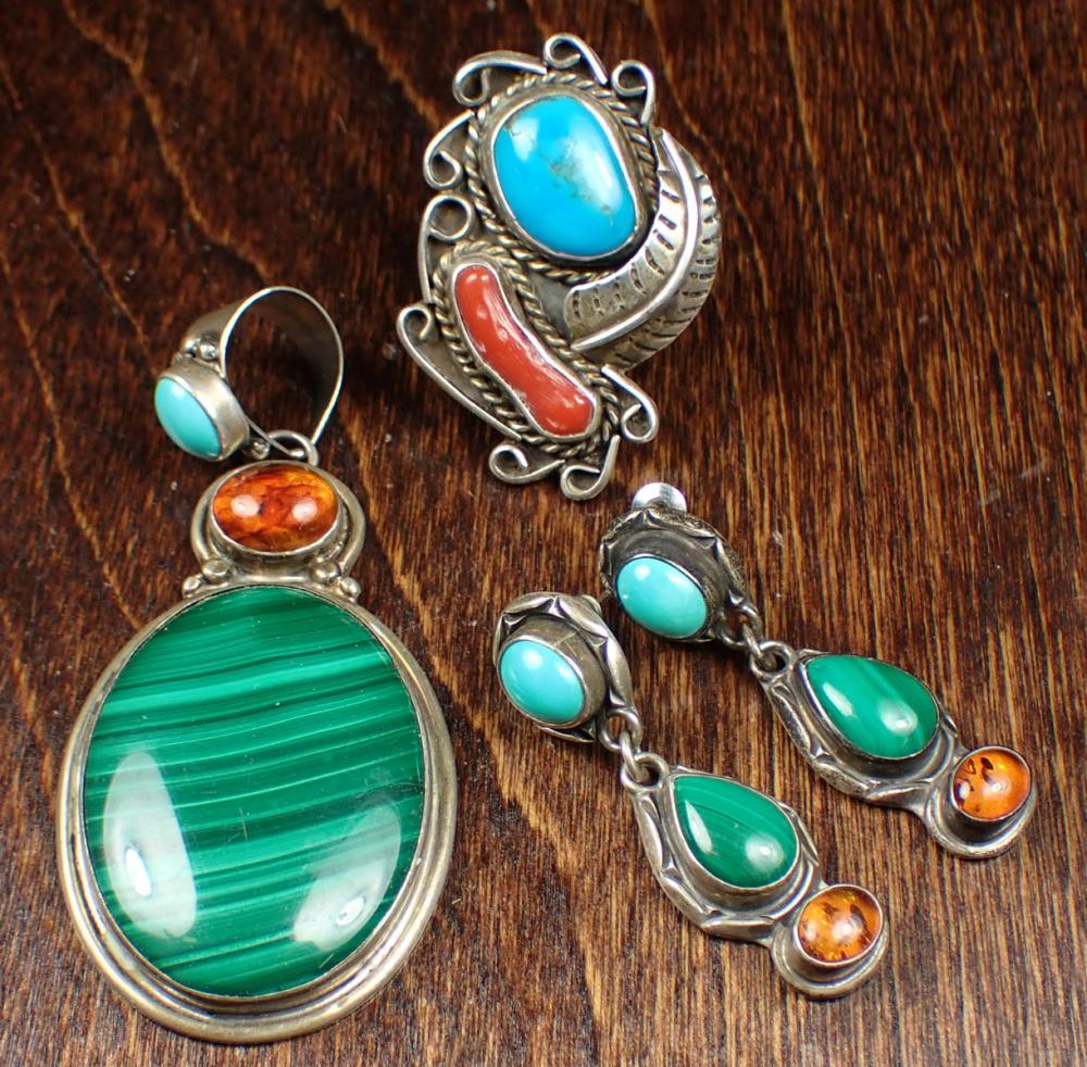 FOUR ARTICLES OF NAVAJO STERLING