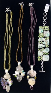 FOUR ARTICLES OF SEMI PRECIOUS