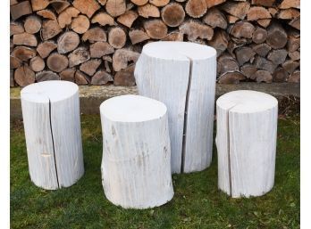 Four artisan made white washed wood