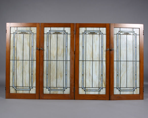 Four Arts and Crafts leaded glass