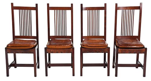 FOUR ARTS AND CRAFTS MAHOGANY AND