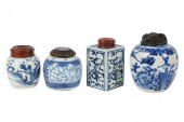 FOUR ASIAN BLUE AND WHITE PORC