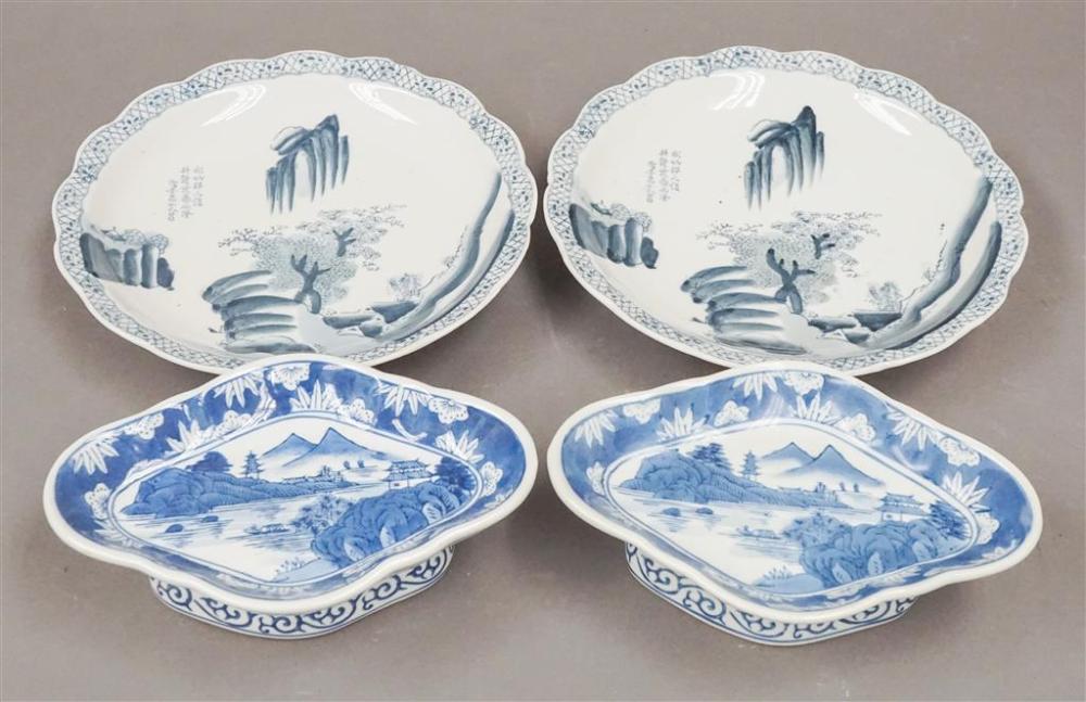 FOUR ASIAN BLUE AND WHITE