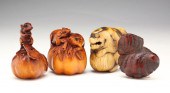 FOUR ASIAN CARVED NESTUKE. Twe