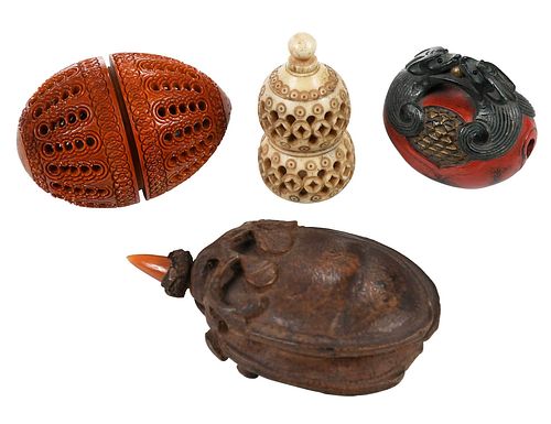 FOUR ASIAN CARVED