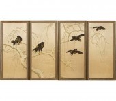 FOUR ASIAN EMBROIDERED PANELSe