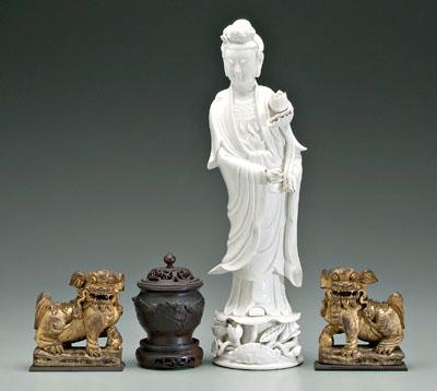 Four Asian items: pair Chinese gilt
