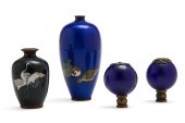 FOUR ASIAN METAL AND CLOISONNE