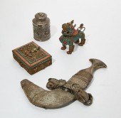 FOUR ASIAN METALWARE ARTICLESF