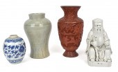 FOUR ASIAN PORCELAIN AND CINNA